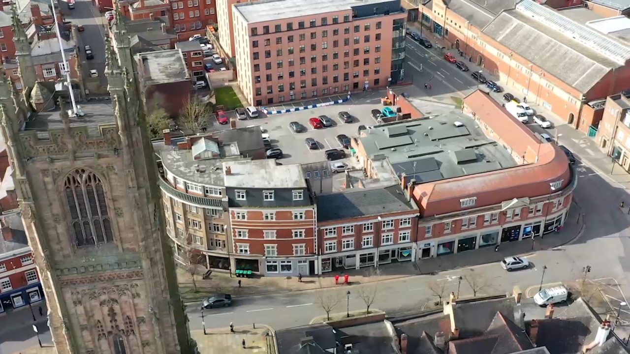 The Island, Derby. Aerial view.