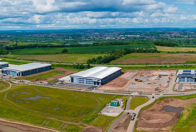 Clowes Developments Fairham Business Park Countryside scene with warehouse units on